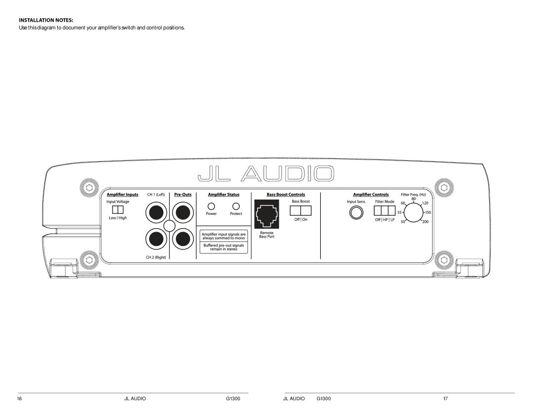 JL Audio 300w owner manual Installation Notes 